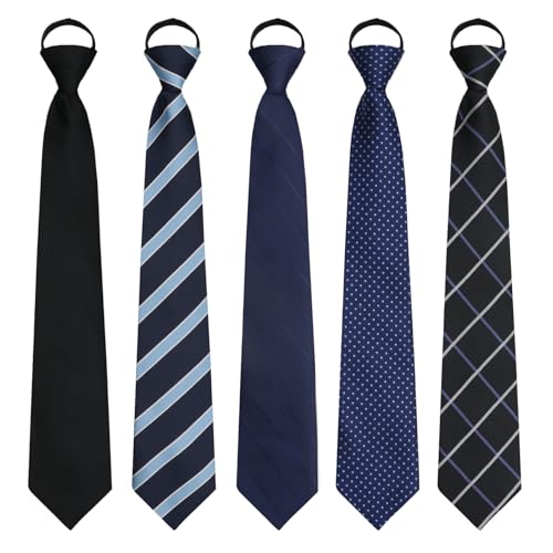 Image of Mens Tie Pre-tied Adjustable Men's Neckties, Zipper Ties for Men Accessories Business Wedding Party
