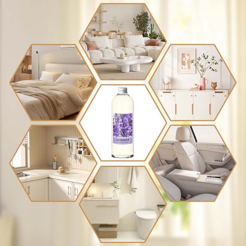 Image of STRN Lavender Reed Diffuser Refill 500ml with 6 Natural Reed Sticks, Premium Aromatherapy for Home, Long-Lasting Fragrance for Living Room, Bedroom, Office | Alcohol-Free