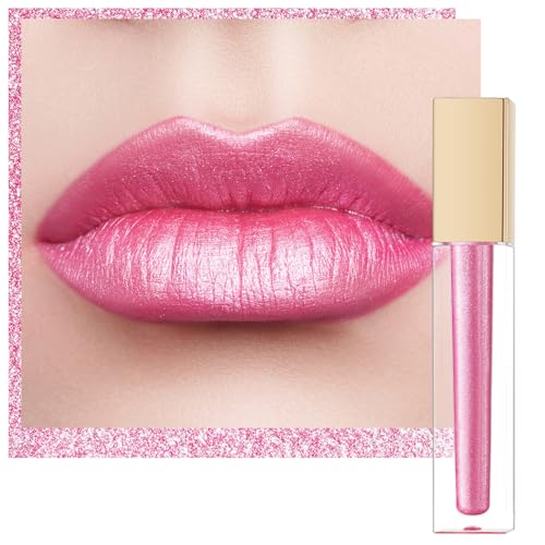 Oulac Lippenstift Metallic Glitzer 2-in-1 Lipstick＆Lidschatten Lippenstift 8 Stunden Halt Leichter Lippenstain Hochpigmentiert Wischfest Wasserfester Vegan Damen Mädchen Make-up MD08