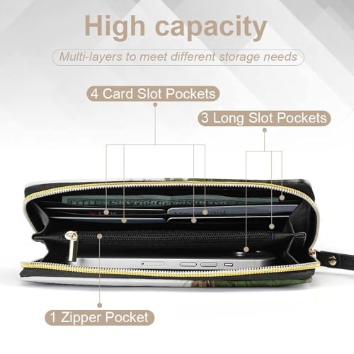 Panda Stars Wallets for Women Long Wristlet Leather Wallets with Zipper Holder Large Capacity Coin Pocket4