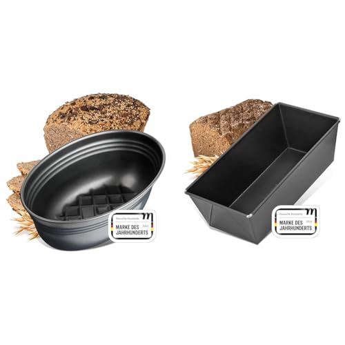 Zenker Brotform oval BLACK METALLIC, Brotbackform & Brotbackform 30 cm Pure, Königskuchenform mit Antihaftbeschichtung, hochwertige Backform (Farbe: schwarz), Menge: 1 Stück Zenker Brotform oval BLACK METALLIC, Brotbackform & Brotbackform 30 cm Pure, Königskuchenform mit Antihaftbeschichtung, hochwertige Backform (Farbe: schwarz), Menge: 1 Stück
