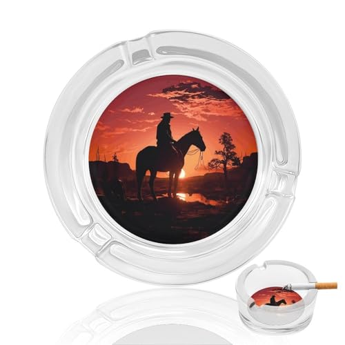 Cendrier rond en verre Cowboy West pour cigarettes de maison et bureau - 2