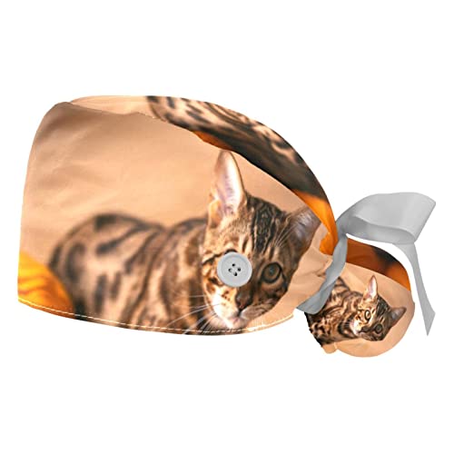 Chapeaux de travail ajustables chat finitions soignées et bandeau confort x2