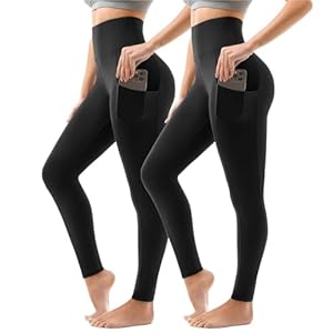 Sport Leggings Damen High Waist, Sporthose Damen Lang Mit Taschen Für Gym Yoga 2er Pack