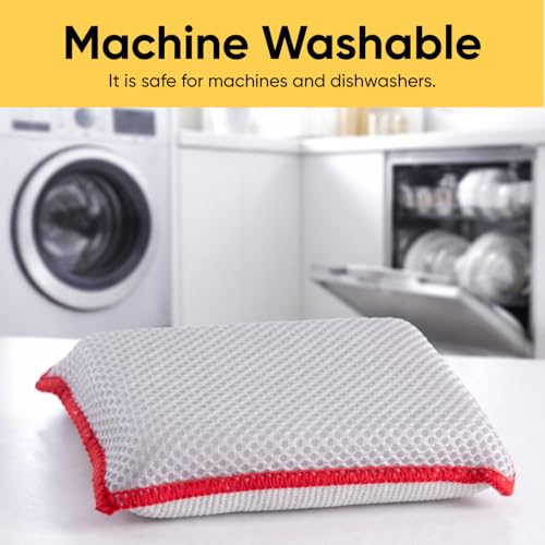 Image of Microfiber Sponges for Dishes, Non-Scratch Sponge Dish Scrubber Heavy Duty Household Cleaning Multi-Purpose Cleaning Supplies Dish Wash Kitchen Cleaners Pack of 18