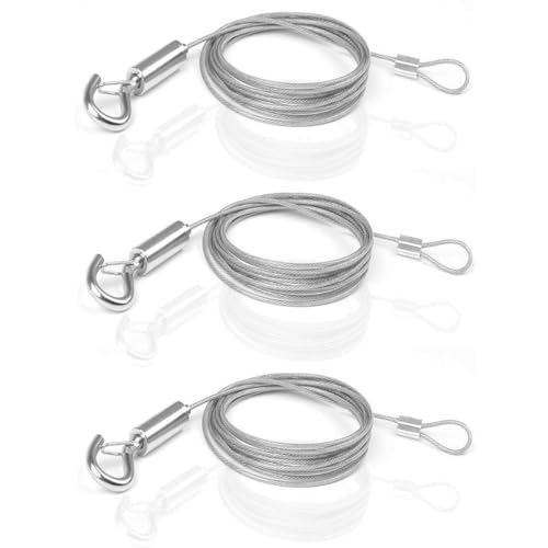 Cable de Colgar de Acero Inoxidable,3 pieza Cuerda Alambre Acero Inoxidable 2m x 1.5mm Cable para Colgar en la Foto Ajustable para cuadros luz DIY colgador de lámpara