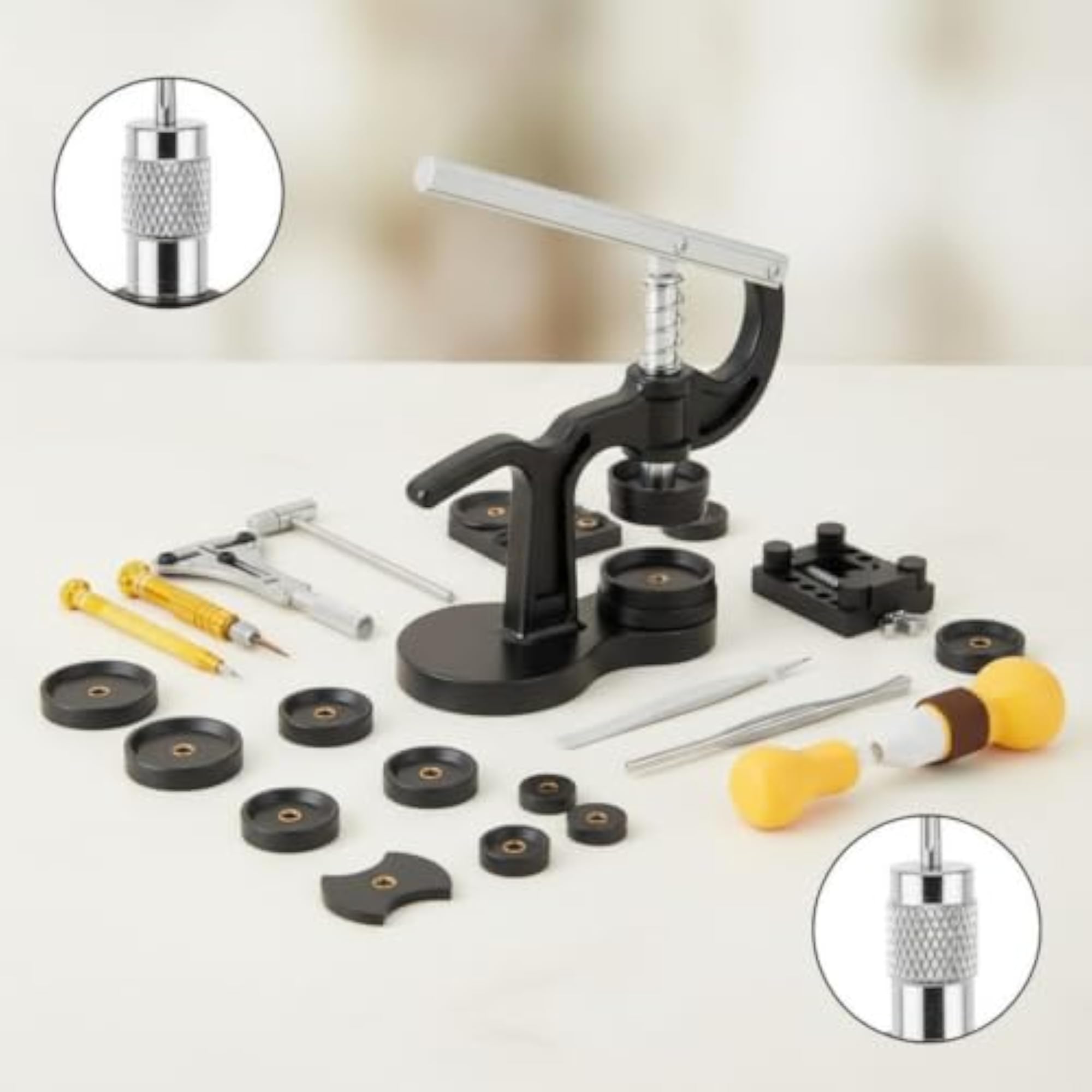 Desktop Watch Repair Kit with Vertical Pressure Watch Case Press