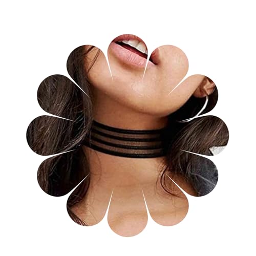 HABNI 13-teiliges Choker Set | Schwarze Spitze & Samt Halsketten Für Frauen
