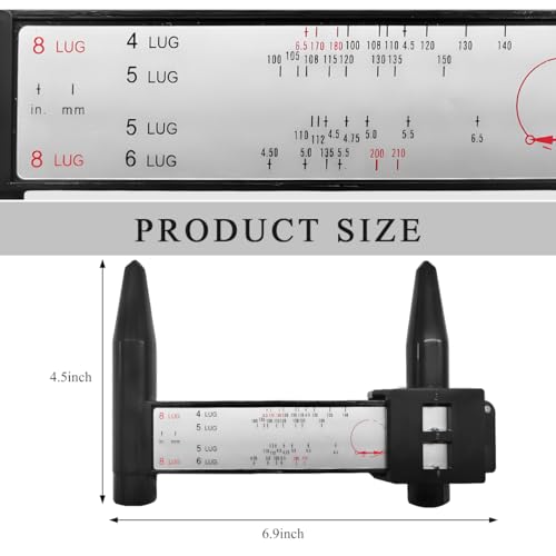 Image of Wheel PCD Gauge, Wheel Rim Bolt Pattern Measuring Tool PCD Ruler for Quick Measurement, Universal Wheel Stud Lug Bolt Pattern Gauge for 4 5 6 8 Holes Sliding Caliper