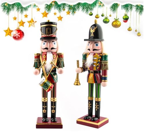TCRZHHRX Nussknacker aus Kiefernholz, 2er Set Weihnachtssoldaten...