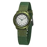 JACQUES FAREL Öko-Kinderuhr Jungen Armbanduhr mit Textilband aus Bio-Baumwolle Analog Quarz Dunkelgrün ORGS 657