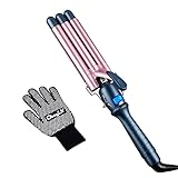 CkeyiN 3 Barrel Curling Iron Wand, Tourmaline Ceramic Hair Waver Curler Iron with LCD Temperature...
