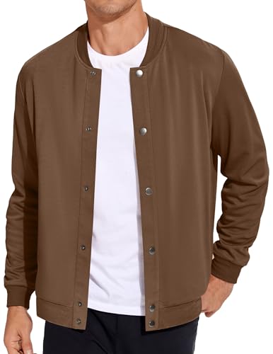 Image of COOFANDY Men's Casual Lightweight Jacket Baseball Letterman Snap Button Jacket