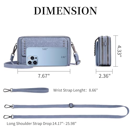 Image of FALAN MULE Crossbody Bags for Women Small Leather Cell Phone Wallet Wristlet Purse with Zip Around 2 Strap
