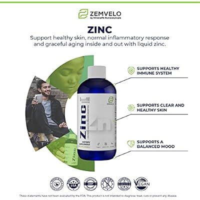 Liquid Ionic Zinc Supplement Supports Immune Health & Energy Production Maintains Skin and Cellular Health 3-Month Supply