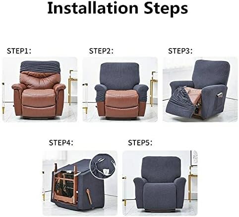 4-Pieces Armchair Recliner Cover Stretch Recliner Sofa Slipcover 1 Seater Recliner Chair Slipcovers with Pockets Soft Washable Recliner Chair Protector