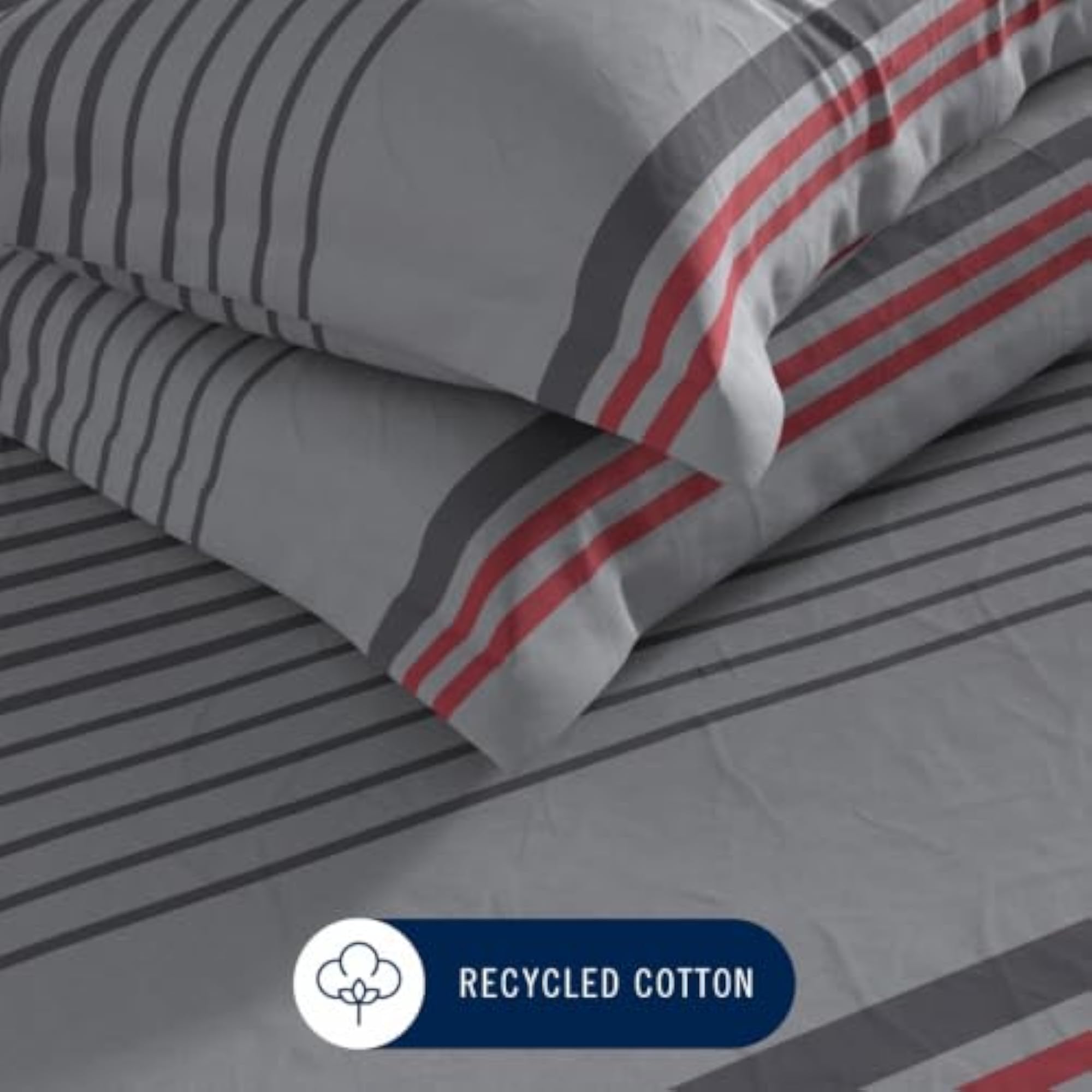 Cotton King Bedsheet with 2 Pillow Covers, Grey/Maroon