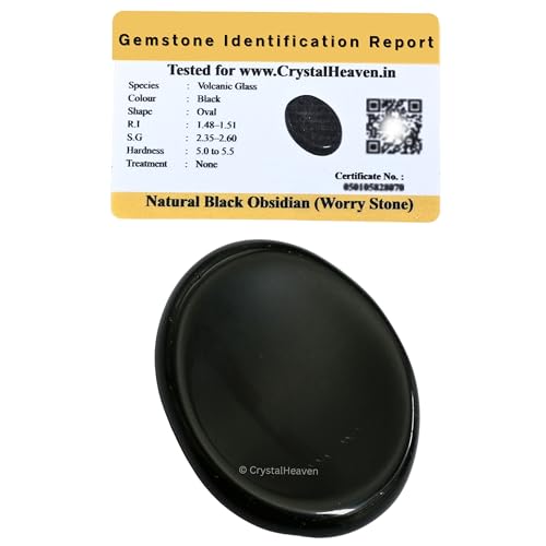 Image of Certified Black obsidian Crystal Thumb Worry Pebbles Stones for Anxiety