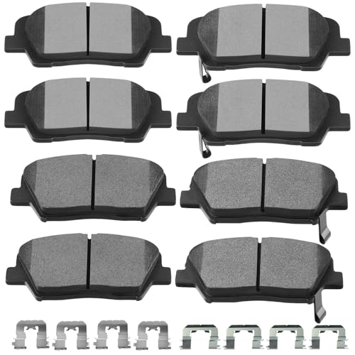 SCITOO Ceramic Front Rear Disc Brake Pad Set fit for 2010-2012 for Hyundai Santa Fe, 2013-2014 for Hyundai Santa Fe Sport, 2011-2014 for Kia Sorento