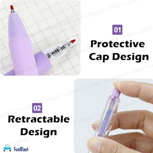 Image of FunBlast Gel Pens for Writing, 5 Pcs Gel Pen & 1 Pcs Highlighter Pen, with Comfortable Grip for Smooth Writing, Kawaii Pens, Stationery for School & Office (Blue Ink) (Purple)