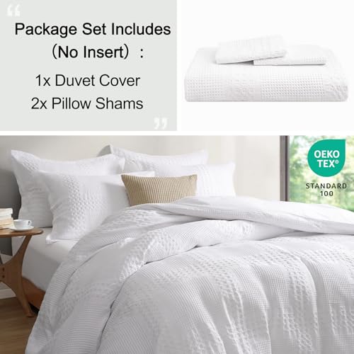 Phf 100% Cotton Duvet Cover King Size, Waffle Weave Duvet Cover Set For All Season thumb #2