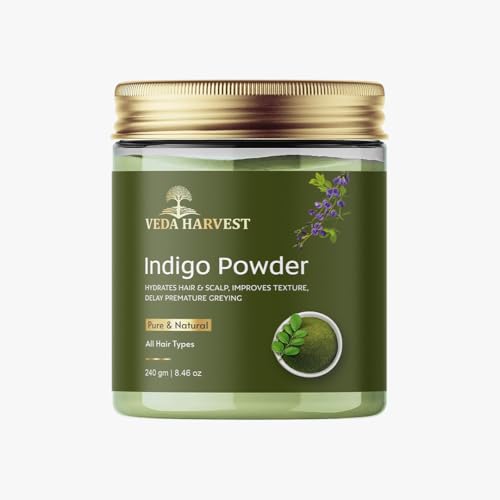 Veda Harvest Indigo Powder 240gm for Black Hair | Natural Plant-B...