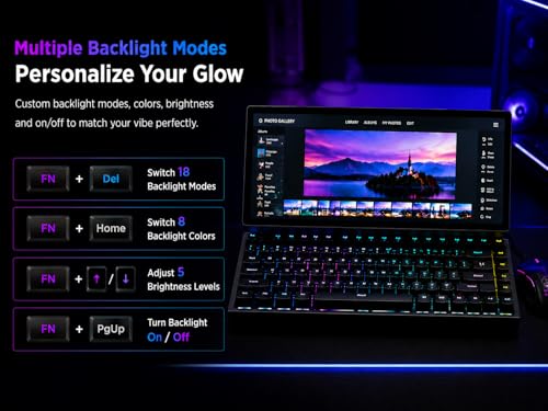 Image of 12.8 inch Portable Monitor Touchscreen with Mechanical Keyboard Stretched Bar Screen Extender RGB Backlit Hot-Swap USB-A Type-C Monitor for Laptop Desktop Mini PC MacBook (Driver Need)
