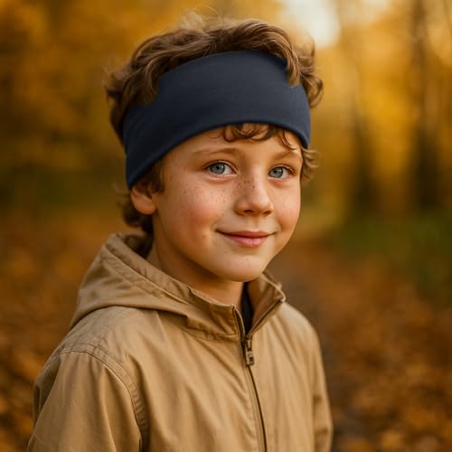 Wollhuhn ÖKO Kinder/Jungen/Mädchen Cooles Elastisches Stirnband/Haarband Bequem Zweilagig Jersey Viele Motive (Einfarbig Dunkelblau) Wollhuhn ÖKO Kinder/Jungen/Mädchen Cooles Elastisches Stirnband/Haarband Bequem Zweilagig Jersey Viele Motive (Einfarbig Dunkelblau)