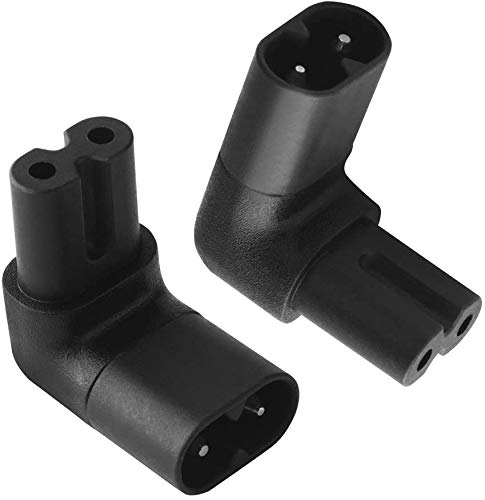 Adaptateur coudé à 90 degrés Figure 8 IEC 320 C7 vers C8 - Adaptateur CA - Rallonge - Noir Cover