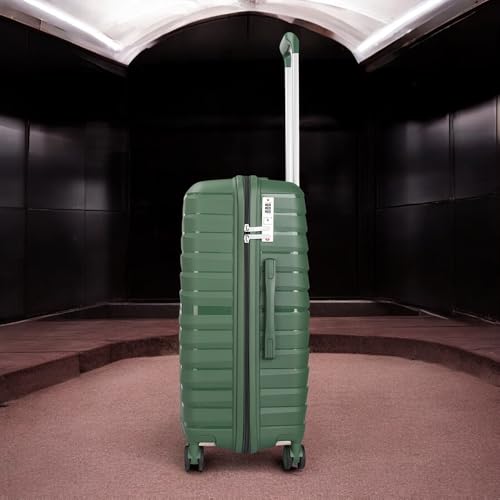 Image of 3G Vacanza Series 2 Polypropylene Unbreakable Hard-Sided Cabin Luggage Trolley Bag with TSA Lock | Bottle Green 55 cm