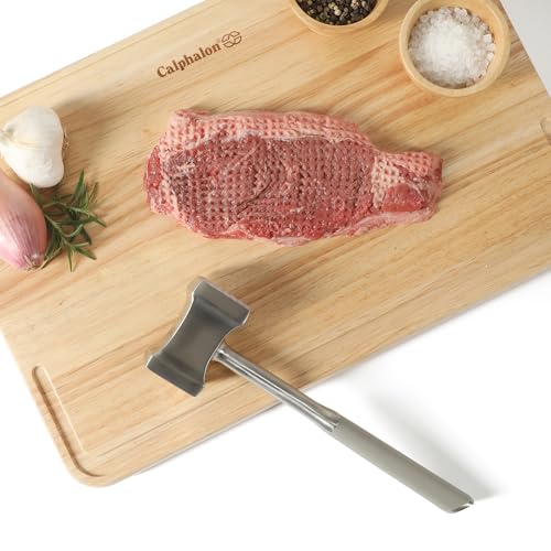 Calphalon Stainless Steel Meat Tenderizer, Dual-Sided Meat Mallet with Ergonomic Handle for Tenderizing and Flattening Beef, Chicken, Pork & Poultry by Calphalon - Used condition - Image 6