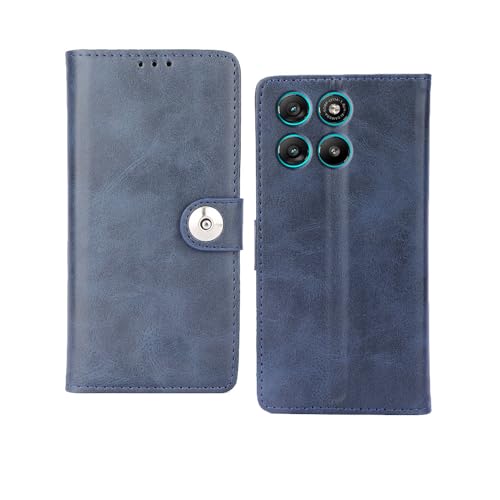 Image of amazon basics Motorola G67 Power 5G Flip Cover | Card Pockets Wallet & Stand | Flip Cover for Motorola G67 Power 5G (Blue Button)