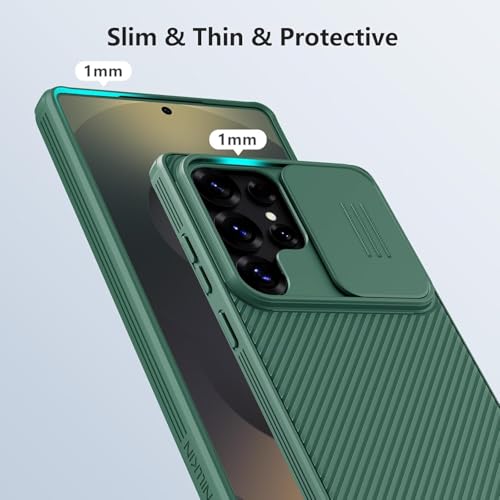 Image of Nilkin Classic Series Compatible for Samsung S25 Ultra Case with Camera Cover, [Camera Lens Protector] [Scratch-Resistant] [360 Full Protection] Shockproof Slim Phone Case (Green, S25 Ultra)