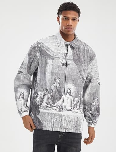 Men's Lightweight Jackets Collared Bomber Windbreaker Zip Up Shirt Jacket Vintage Varsity Golf Coat Jackets for Men2