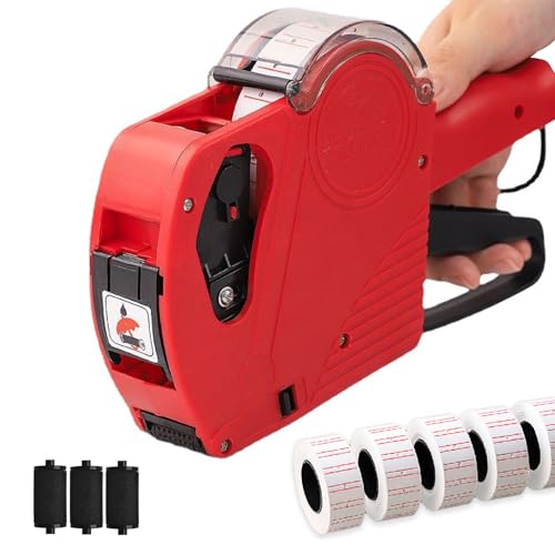 Productos Para Bajar De Peso, Meryado Etiquetadora de Precios, Etiquetadora,Manual De 8 Digitos Y 5000 Etiqueta, para el Hogar Supermercado, Tienda Minorista, Tienda de Comestibles (Rojo)
