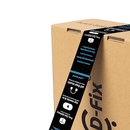 Image of D-fix 4 Roll, Per Pack- Self-Adhesive Amazon Printed Prime Packing Cello Tape - 65 Meters in Length - 72mm /3inch Width, BOPP Industrial Packaging Tape for E-Commerce Box Packing