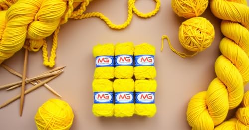 Image of Lemon Wool Ball Hand Knitting Art Craft Soft Fingering Crochet Hook Yarn, Needle Knitting Thread Dyed - Pack of 14