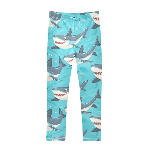 Funny Shark Girls Leggings,Workout Leggings for Girls Toddler Athletic Legging Size for 3-10T