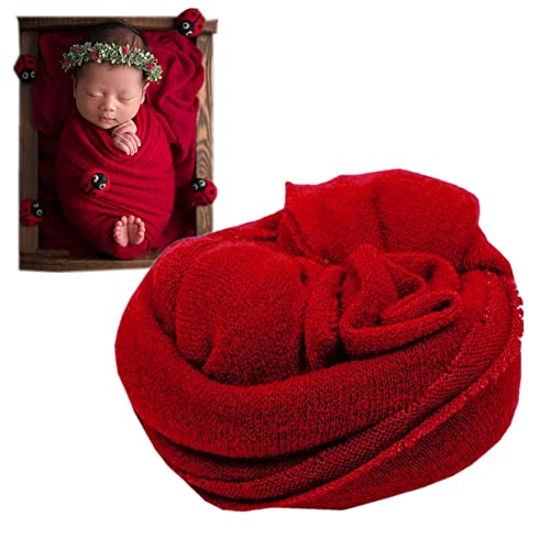 Image of Newborn Photography Props Outfits, Baby Photo Props Boys Girls Wrap Soft Knit Potato Blanket (Red)