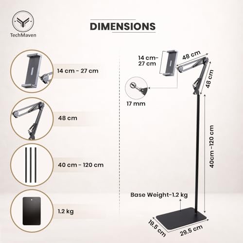 Image of Overhead Video Mobile Stand, New Extra Long Arm, 1 /4 inch Head 2 Way Base clamp, and Bracket for Mobile Phone, for, Overhead Video, Desktop,Bedroom, Office, Black (Overhead Stand for Reading)