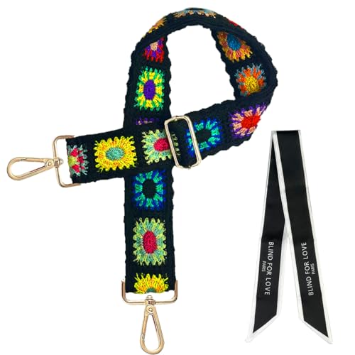 Image of 2 Pcs Crochet Flower Purse Straps,Replacement Shoulder Straps for Bags,Replacement Strap for Crossbody Bag,Adjustable Women's Crossbody Strap Replacement for Shoulder Bag Crossbody Bag Guitar Bag