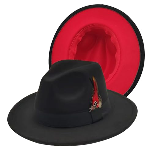 Image of Mens Fedora Hats Classic Wide Brim Fedora Hat for Women Men Dress Hats Panama Hat with Band