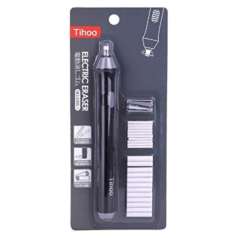 Tihoo Tihoo Portable Rubber Pencil Electric Eraser Black Cover