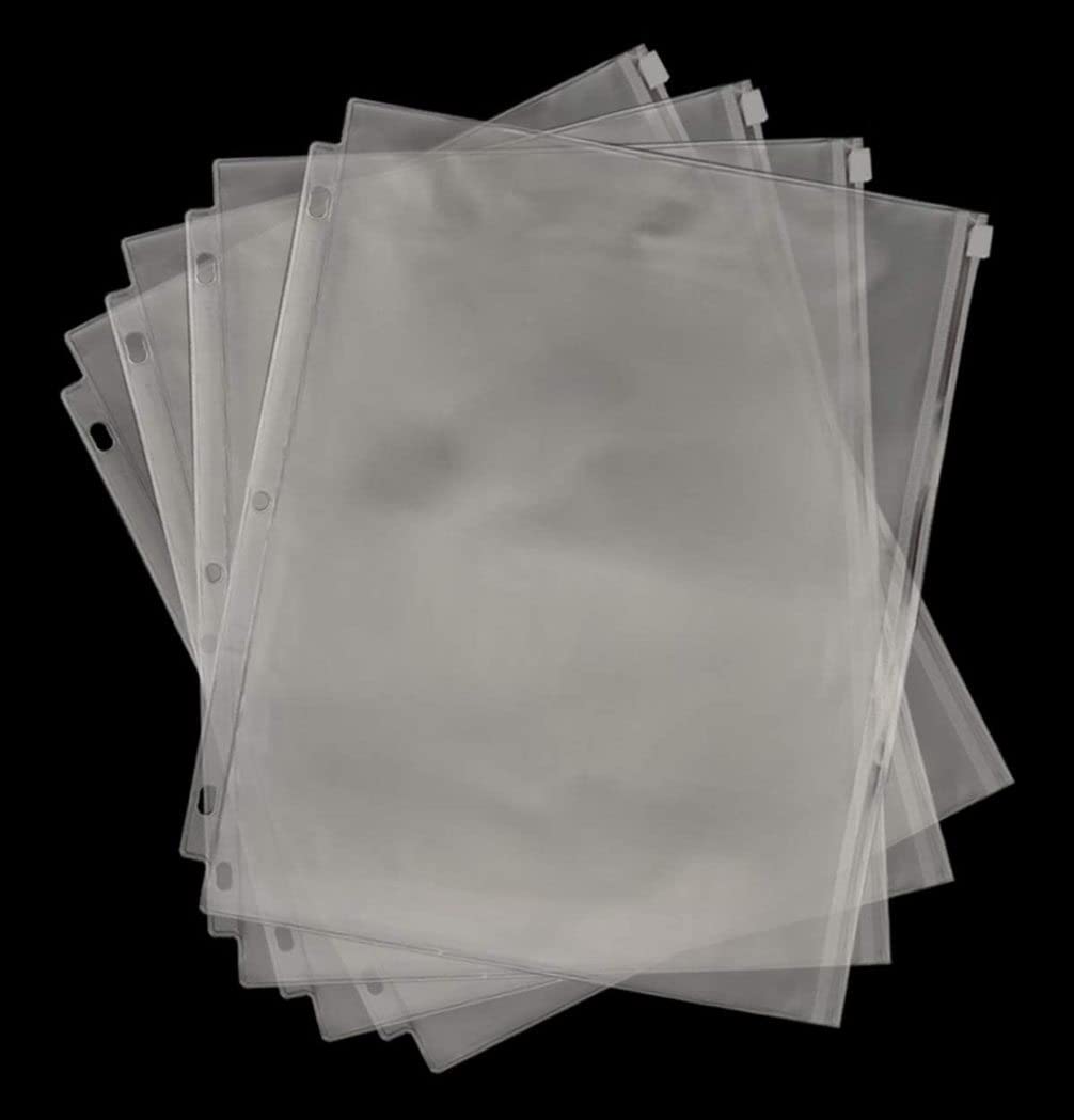 YoeeJob - Raccoglitore a 3 anelli in PVC trasparente con chiusura a cerniera, con inserto in pagine per lettere, 8 1/2 x 11, 60 pezzi per confezione