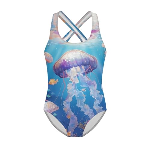 doginthehole Girls One Piece Swimsuits Size 5-14 Y Crossback Swimwear Beach Bathing Suit for Summer