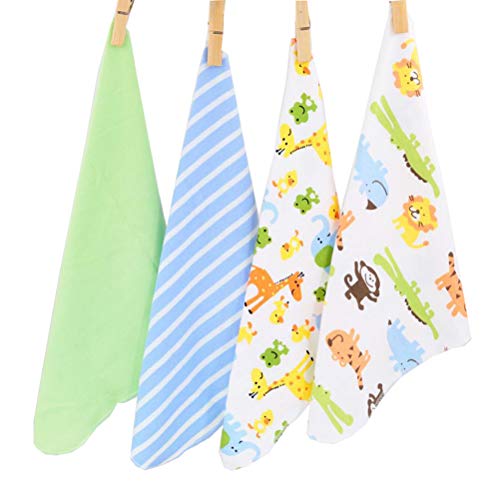 CuteOn 4 PCS Riutilizzabile Neonato Bambino Panno per il viso Alimentazione pulire Stoffa Mini Bambino Asciugamani per Sensibile Pelle (11.02' x 11.02', Animal)