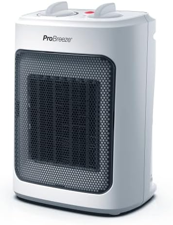 Pro Breeze 2000W Keramik-Heizlüfter, Energiesparender Heizlüfter mit Thermostat, 3 Heizstufen & Kaltstufe, Elektrische Heizung, Überhitzungs- & Umkippschutz, Tragegriff