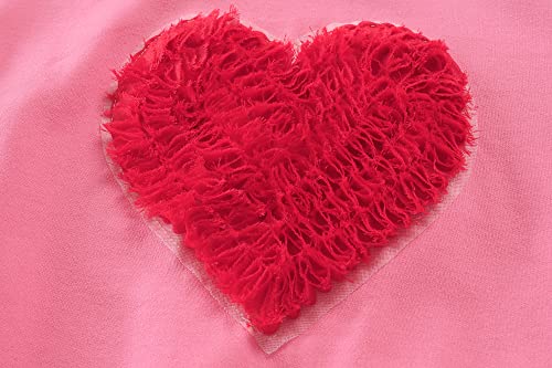 Little Hand Toddler Girls Shirts Rose Red Heart Shirts Long Sleeve Ruffle Toddler Pullover Sweatshirt 5T #TOP3