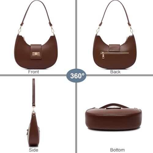 NIUEIMEE ZHOU Crescent Shoulder Bag for Women Retro Vegan Leather Crossbody Bags Tote HandBag Underarm Purses3