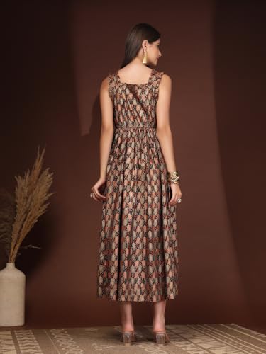 Image of Dress for Women | New Rayon Floral Printed Flared Maxi Dress for Women & Girl's